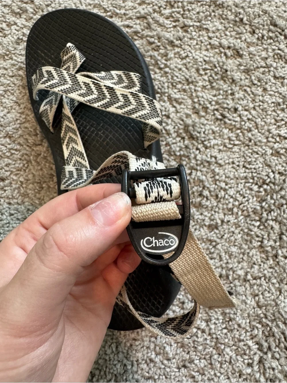 Chaco Z2 Women's Black Sandals with Adjustable Chevron Straps and Toe Loop